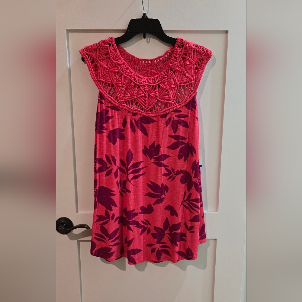 Terra & Sky Fuchsia and Plum Crochet Tank Top